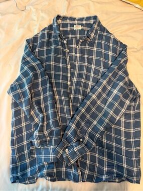 Faherty Blue Plaid Men's Linen Button-Down Shirt